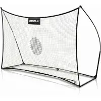 Merkloos Trainingsnetz Fußball Rebounder 240x180 cm, stabiles Stahlrahmen, mit Tasche, Bodenankern, Gewichten, für