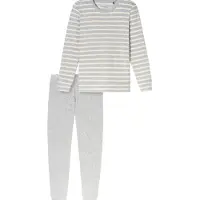Schiesser Schlafanzug "Casual Essentials" 2 tlg. wärmende Frottee-Qualität, Rundhalsausschnitt, langärmelig