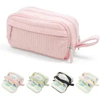 Merkloos Federmäppchen rosa, 3 Fächer, Cord, für Schule