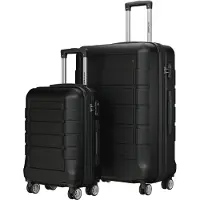 TRVLMORE - Kofferset - 2 Stück - 45L Handgepäck + 115L geräumiges Gepäck - TSA Schloss - Leichtgewicht - Reisekofferset - Trolley - Schwarz