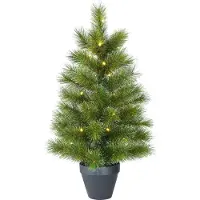 Black Box Trees Glendon Künstlicher Weihnachtsbaum im Topf mit 30 LED-Lichtern - H90 x Ø51cm - Grün
