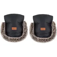 Petite&Mars Kinderwagenhandschuhe Furry Universelle winddichte wasserdichte warme Handschuhe mit Fell Schwarz