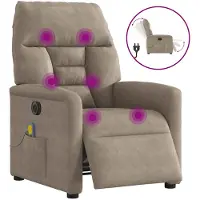 vidaXL Massagesessel Elektrisch Taupe Mikrofasergewebe