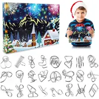 Merkloos Adventskalender 24 Metall-Drahtpuzzles, verschiedene Schwierigkeitsgrade, für die Adventszeit