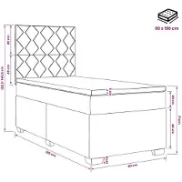 vidaXL Boxspringbett mit Matratze mit Kopfteil Hellgrau Einzeln Samt