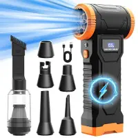 INF Handlicher kabelloser Mini-Luftbläser – wiederaufladbar 4000mAh, 110000rpm bürstenloser Motor, 4-stufige Luftstärke für PC, Tastatur, Kamera, Auto