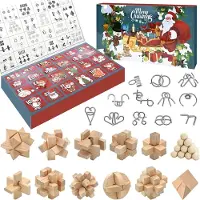 Merkloos Adventskalender 2025, 24 Tage, Metall- und Holzpuzzles, für Kinder und Erwachsene