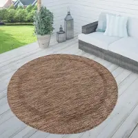 TT Home In-& Outdoorteppich Wetterfest Terrasse Küche Modern Mit Umrandung Unifarben Größe 120 cm Rund