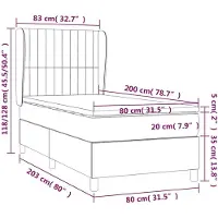 vidaXL Boxspringbett mit Matratze Creme 80x200 cm Stoff