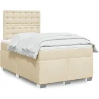 vidaXL Boxspringbett mit Matratze Creme 120x200 cm Stoff