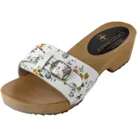 Merkloos Holzklompenschuhe für Damen, bequeme Ledersandalen