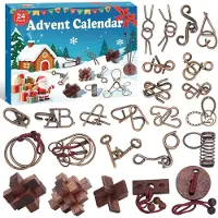 Merkloos Adventskalender 2026, 24 Holz- und Metallpuzzles, für Kinder und Erwachsene, Puzzlespaß