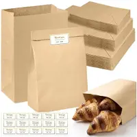 Merkloos Papiertüten Set, 60 Stück, braun, mit Aufklebern, verschiedene Größen, für Adventskalender