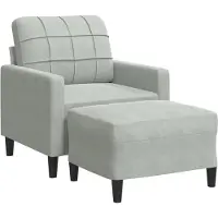 vidaXL Sessel mit Hocker Hellgrau 60 cm Samt