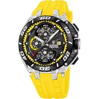 Festina Chronograph "Chrono Bike", gelb (gelb, schwarz, gelb, schwarz, gelb), Armbanduhren, Herren, silberfarben-schwarz, Chronograph, Quarzuhr, Armbanduhr, Herrenuhr, analog, Tag, Stoppfunktion