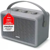 Medion BXO-1 Bluetooth Lautsprecher, 15 Stunden Akkulaufzeit - grau