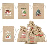 Merkloos Jutesäckchen mit Weihnachtsmotiv, 8 Stück, 13 x 18 cm, für Adventskalender