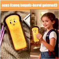 Markenlos Plüsch Federmäppchen in Toastform mit süßem Gesicht