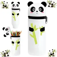 Markenlos Weiches Federmäppchen im Kawaii Panda Design aus Silikon, wasserdicht und flexibel, 22 cm maximale Höhe