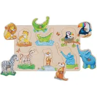 Goki Hintergrundbildpuzzle wilde Tierbabies mit Elternteil