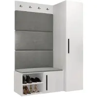 Mirjan 24 Garderoben-Set Medi II, Schuhschrank, Kleiderhakenbrett, 4x Paneel 84x42, 4 Kleiderhaken (Farbe: Weiß, Polo 894)