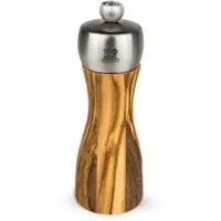 Peugeot FIDJI Salzmühle, Olivenholz, Einzigartige Mühle mit individuell einstellbarem Mahlgrad, Größe: 15 cm