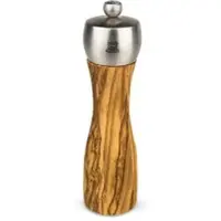 Peugeot FIDJI Salzmühle, Olivenholz, Einzigartige Mühle mit individuell einstellbarem Mahlgrad, Größe: 20 cm