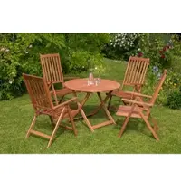 Merxx 5tlg. Vitoria Gartenmöbelset - 4 Sessel, 1 Tisch - Farbe: braun - Maße: Sessel: 70x59x113 Tisch: Ø 100 x 75; 4x 25132-011 + 1x 25163-011