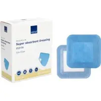 ABENA GmbH ABENA Wundauflage, steril, weiß/blau, Superabsorbierendes Wundpflaster mit blauer Rückseite, 1 Karton = 20 Packungen à 10 Stück, Maße: 7,5 x 7,5 cm
