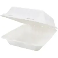 Greenbox Menüschale mit Klappdeckel, 22 x 18,5 x 7 cm, Robuste Take away Essensbox aus Bagasse, 1 Karton = 4 Packungen à 50 Stück