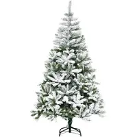 MH Handel GmbH Künstlicher Weihnachtsbaum, Schnee-Effekt, flammenhemmend, Scharnierkonstruktion, Grün/Weiß