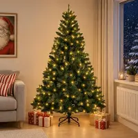 Syfax Künstlicher klappbarer Weihnachtsbaum 240 cm 300 LEDs