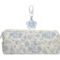 Merkloos Federmäppchen blau mit Blumenmuster, 19x8x6 cm, inklusive Schlüsselanhänger, für Schule und Büro