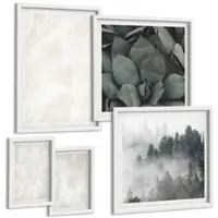 Tulup BILDER SET 5er Set - 50x50 cm & 20x30 cm & 40x60 cm Weißer Rahmen - Steinpastellmarmor