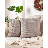 Unyqoos 2er-Set Cord-Samt Kissenhüllen 40 x 40 cm – Standard 100 – weiche Deko-Kissenhüllen mit verdecktem Reißverschluss, Grau (großes Muster)