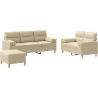 vidaXL 3-tlg. Sofagarnitur mit Kissen Creme Stoff