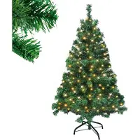 LZQ LED 150CM Künstlicher Weihnachtsbaum Tannenbaum Grün PVC Nadeln Dekobaum für Weihnachten-Dekoration mit Lichterkette