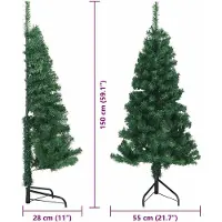 vidaXL Eckiger Künstlicher Weihnachtsbaum Grün 150 cm PVC und Metall 3397253