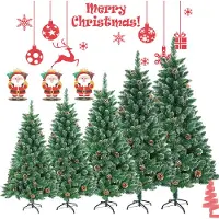 XINZI 120cm Grüner Künstlicher Weihnachtsbaum mit Schnee-Effekt & Kiefernzapfen – PVC, Metallständer, Segmentmontage, Tannenform, Weihnachtsdeko