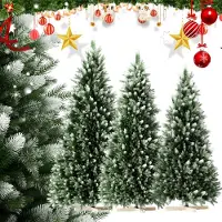 XINZI 225cm Künstlicher Weihnachtsbaum (PVC/PE) – Nordmanntanne, Schnee-Effekt, Holzständer, Schnellaufbau-Klappsystem, schwer entflammbar