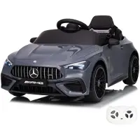 Vrooomy Mercedes-Benz CLE53 AMG Kinder Elektroauto 12V (1–5 Jahre) – Offiziell Lizenziert, mit Fernbedienung, EVA-Reifen & Ledersitz – Kinder Elektrofahrzeug – Grau