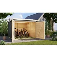 Karibu Gartenhaus Fahrradunterstand Bikebox Fahrradgarage 4 terragrau 213x217x167 cm