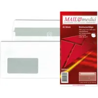 Mailmedia Briefumschlag, DIN Lang, weiss, hk, mF, Offset, 80g/qm, Kleinpackung 100 Stück