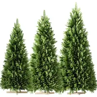 JOIEYOU Künstlicher Weihnachtsbäume 180cm PVC+PE Kunststoff Grün Tannenbaum mit Kreuzförmige Holz Ständer & Schnellaufbau Klappsystem, Weihnachtsdeko Christbaum für Büro, Zuhause