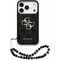 GUESS PU 4G Metalllogo Tragehülle für iPhone 18 Pro Max Schwarz