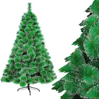 JOIEYOU Weihnachtsbaum Künstlich 150cm Christbaum mit Metall Ständer Dekobaum Tannenbaum ca. 300 Spitzen Grün PVC Kunstbaum mit Schnee-Effekt Weihnachtsdeko Baum für Drinnen und Draußen