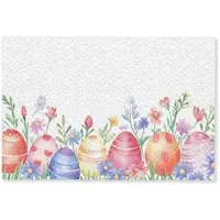 MuchoWow FUSSMATTE Blumengarten - Bunt - Eier Teppichmatte 90x60 cm