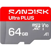 SanDisk Ultra PLUS, 64 GB, MicroSDXC, UHS-I, 150 MB/s, Class 1 (U1), V10