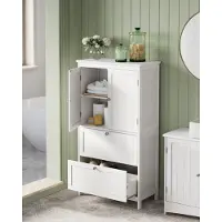 Vasagle Badkommode Badezimmerschrank, mit 2 Türen und 2 Schubladen Klassikweiß