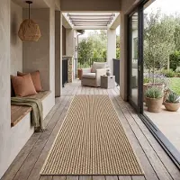 TT Home Outdoor Teppich Wetterfest Garten Schlafzimmer Flur Boho Motiv Unifarben Moderner Sisal Look Natur Optik Größe 80x250 cm